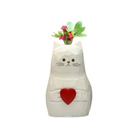 Vase en Bois Massif en Forme de Chat