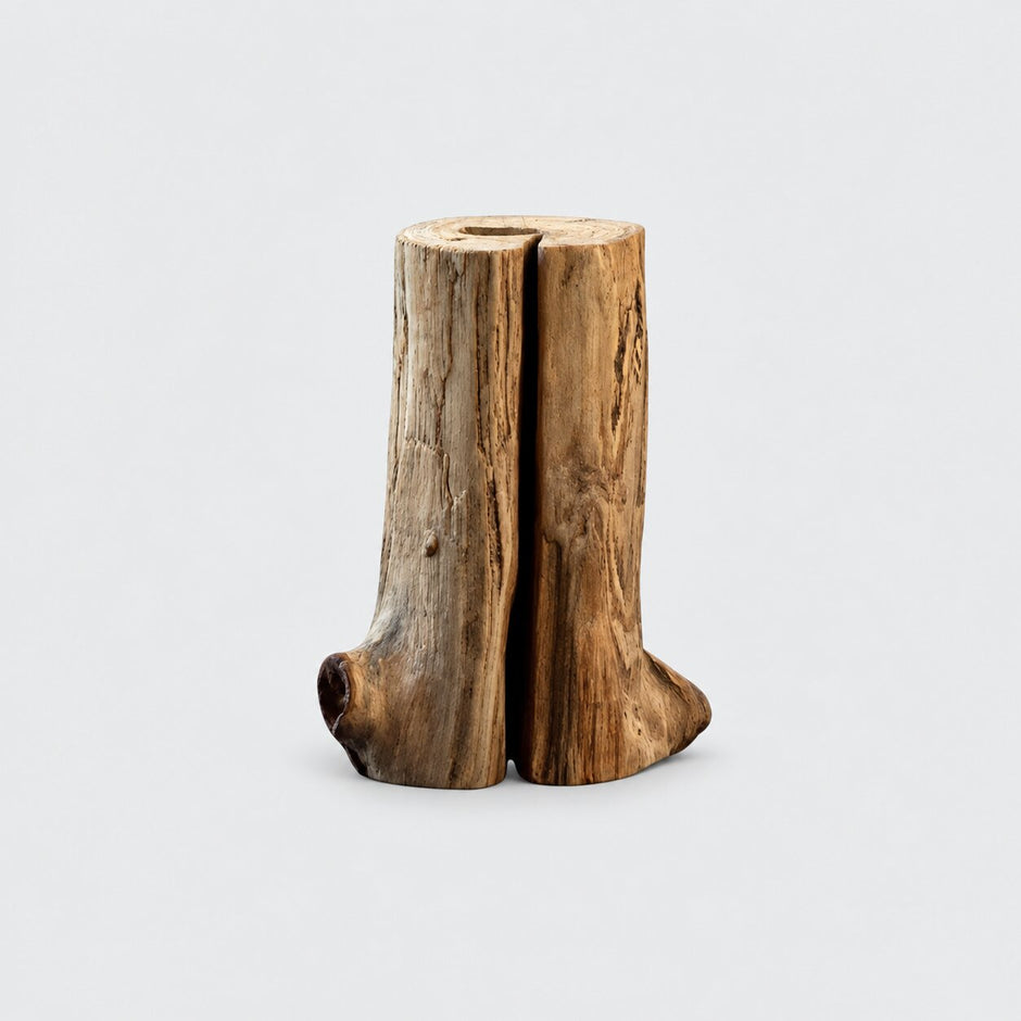 Vase en Bois Massif pour Fleurs Séchées, vase rustique en bois naturel