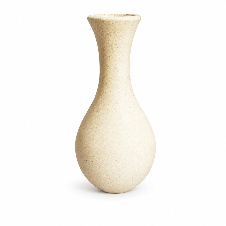 Vase en Bois Style Rétro, vase beige à forme arrondie et col évasé