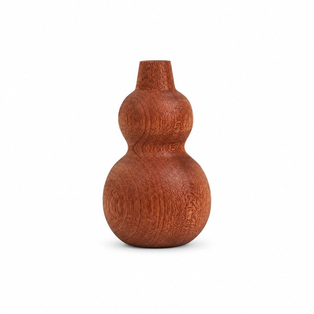 Vase en Bois d’Ébène Minimaliste, vase sculpté à double forme arrondie