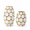 Vase en Céramique Alvéolé Contemporain, vases blancs à motifs dorés