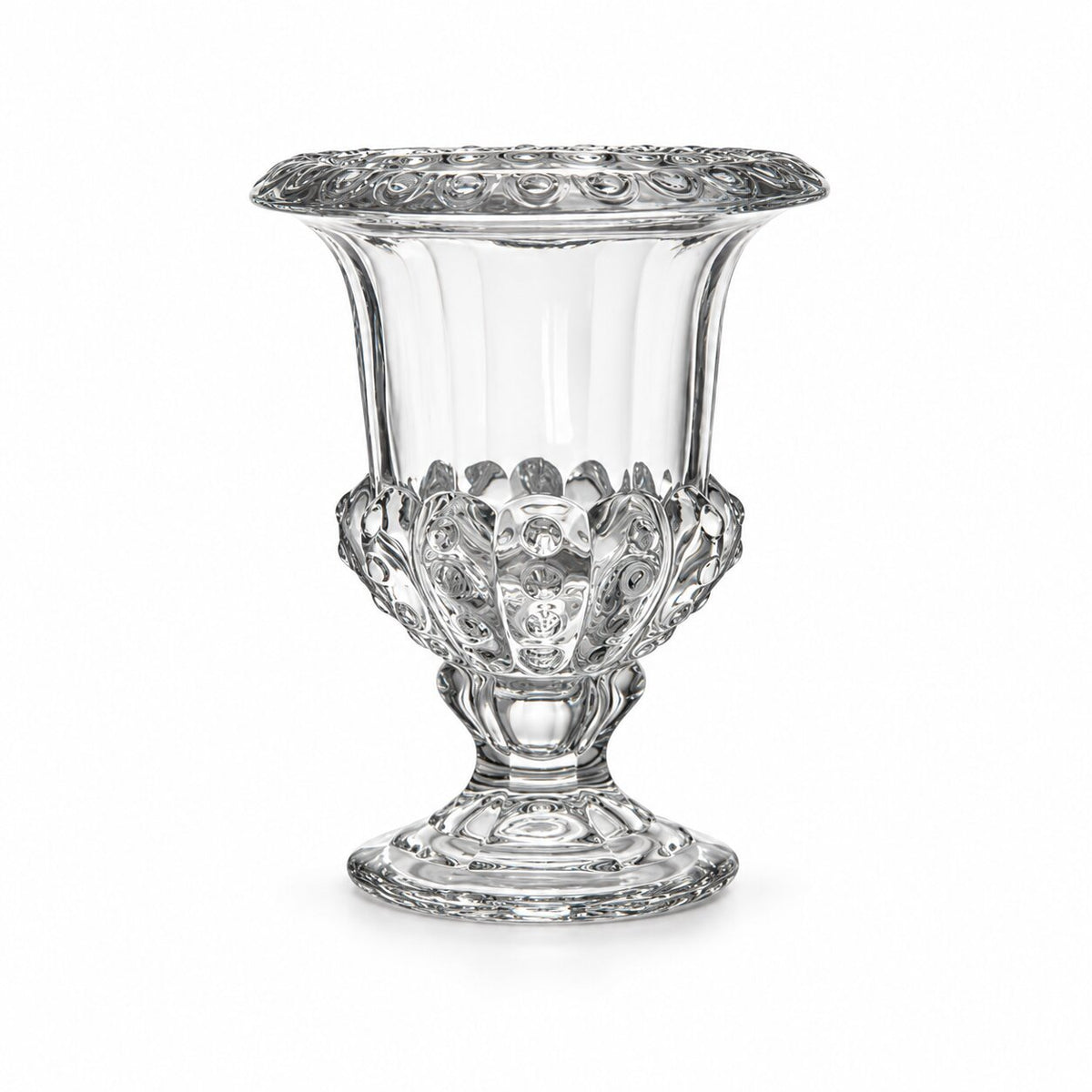 Vase en Cristal Elegant, vase transparent sur pied à motifs sculptés