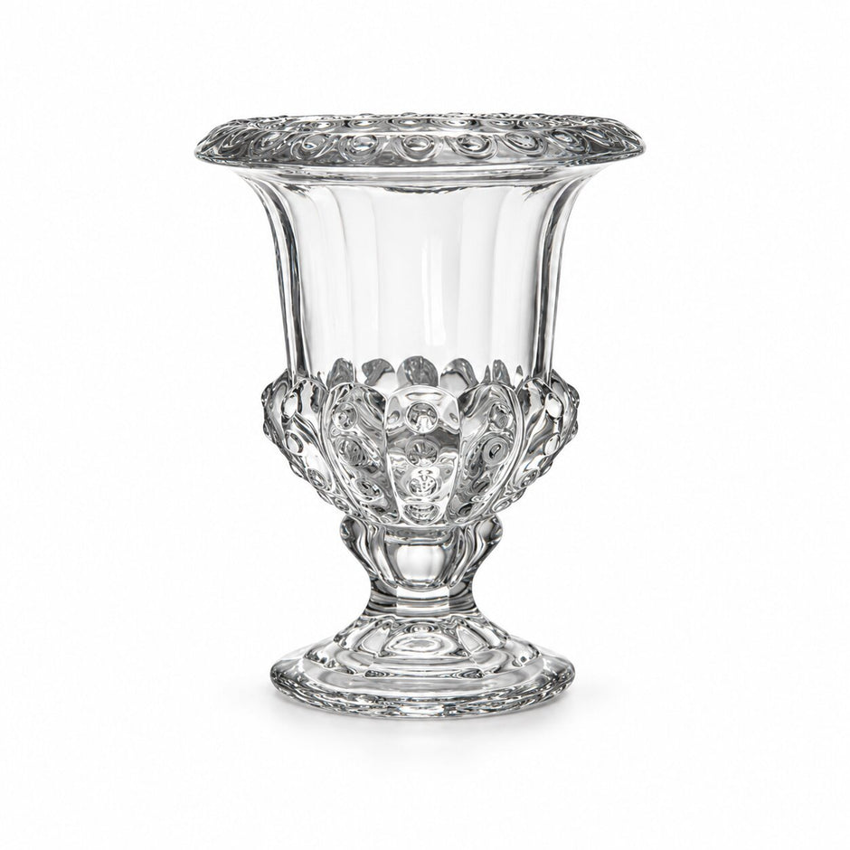 Vase en Cristal Elegant, vase transparent sur pied à motifs sculptés