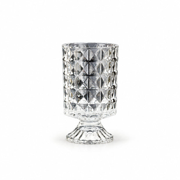 Vase en Cristal Gaufré pour Décoration de Table, vase transparent à motifs géométriques sur pied