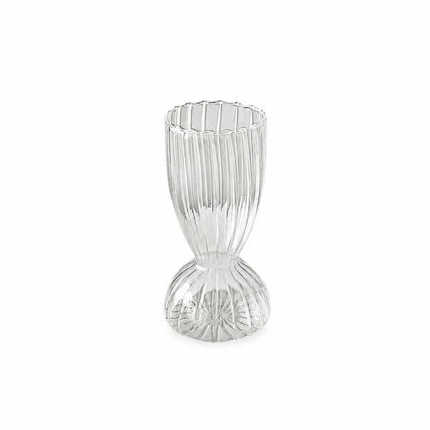 Vase en Cristal Style Nordique, vase transparent strié sur pied