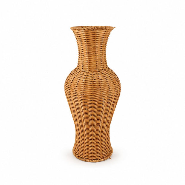 Vase en Osier de Style Pastoral, vase tressé naturel à silhouette élancée