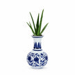 Vase en Porcelaine Bleu et Blanc, vase rond à motifs floraux