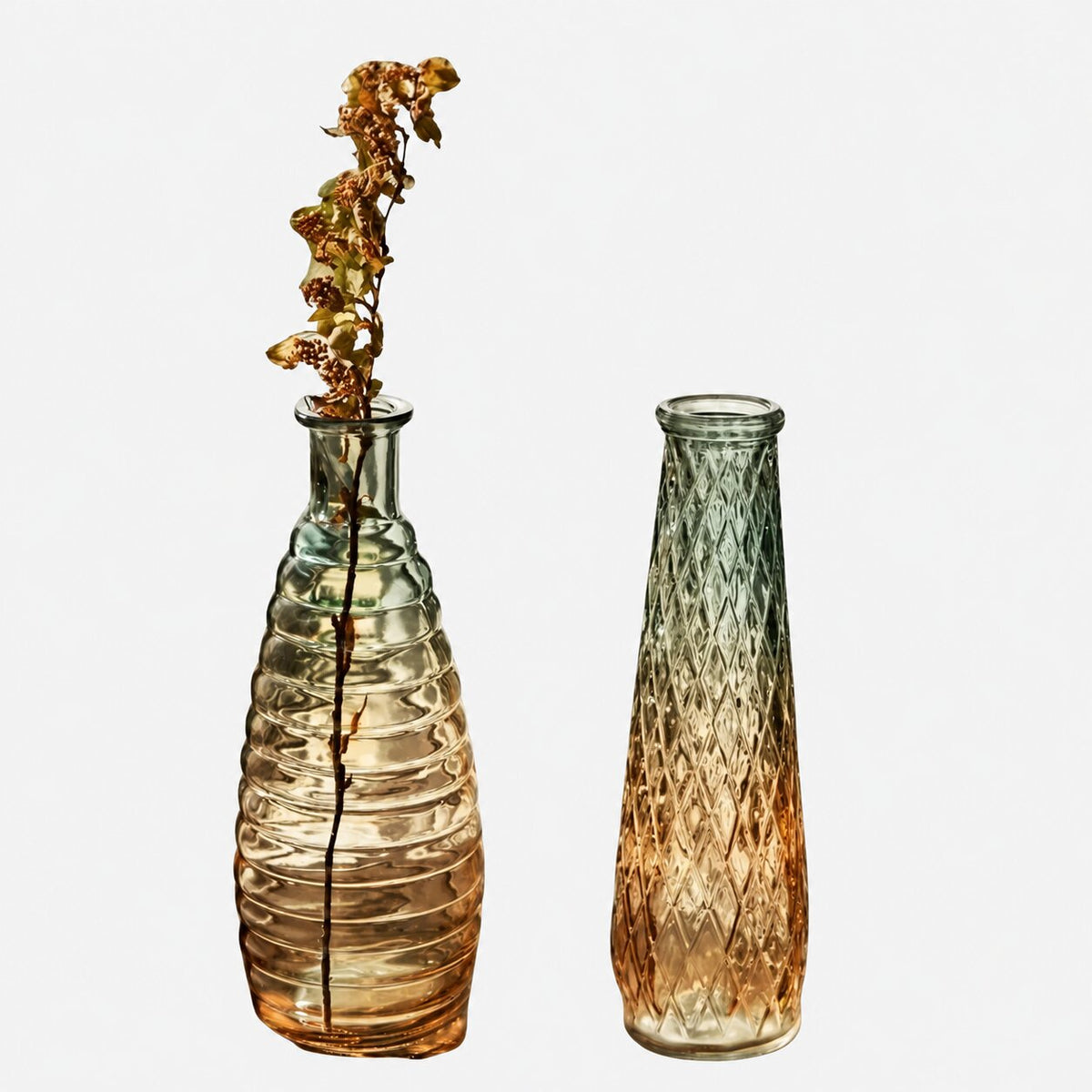 Vase en Verre de Cristal Epais, vases texturés aux tons ambrés