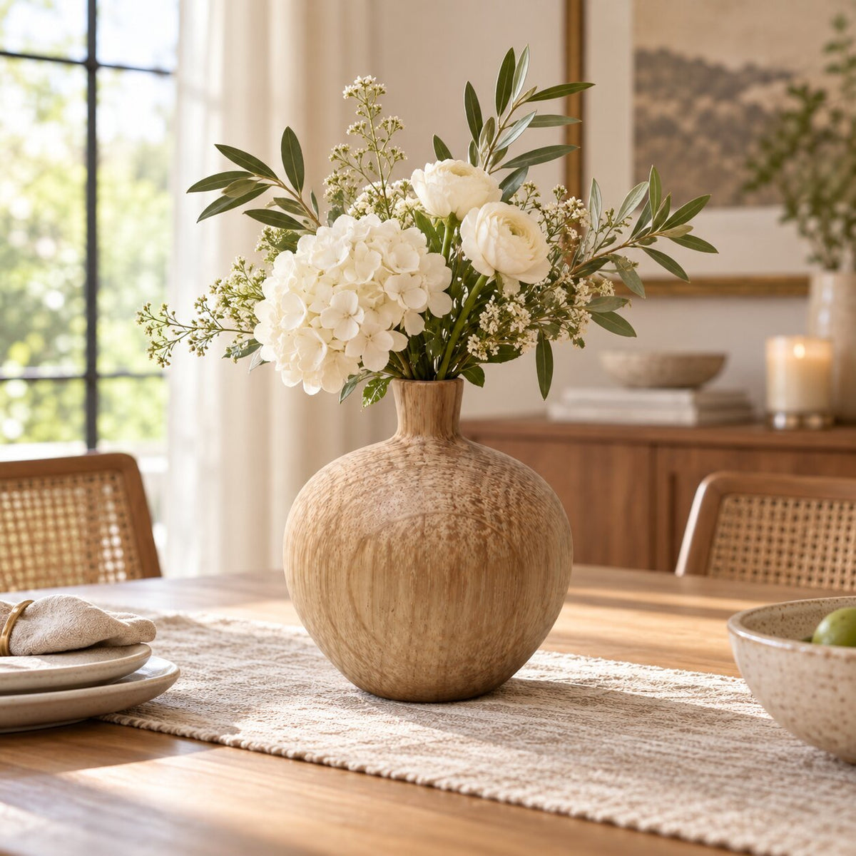 Vase en Bois Naturel Style Japonais