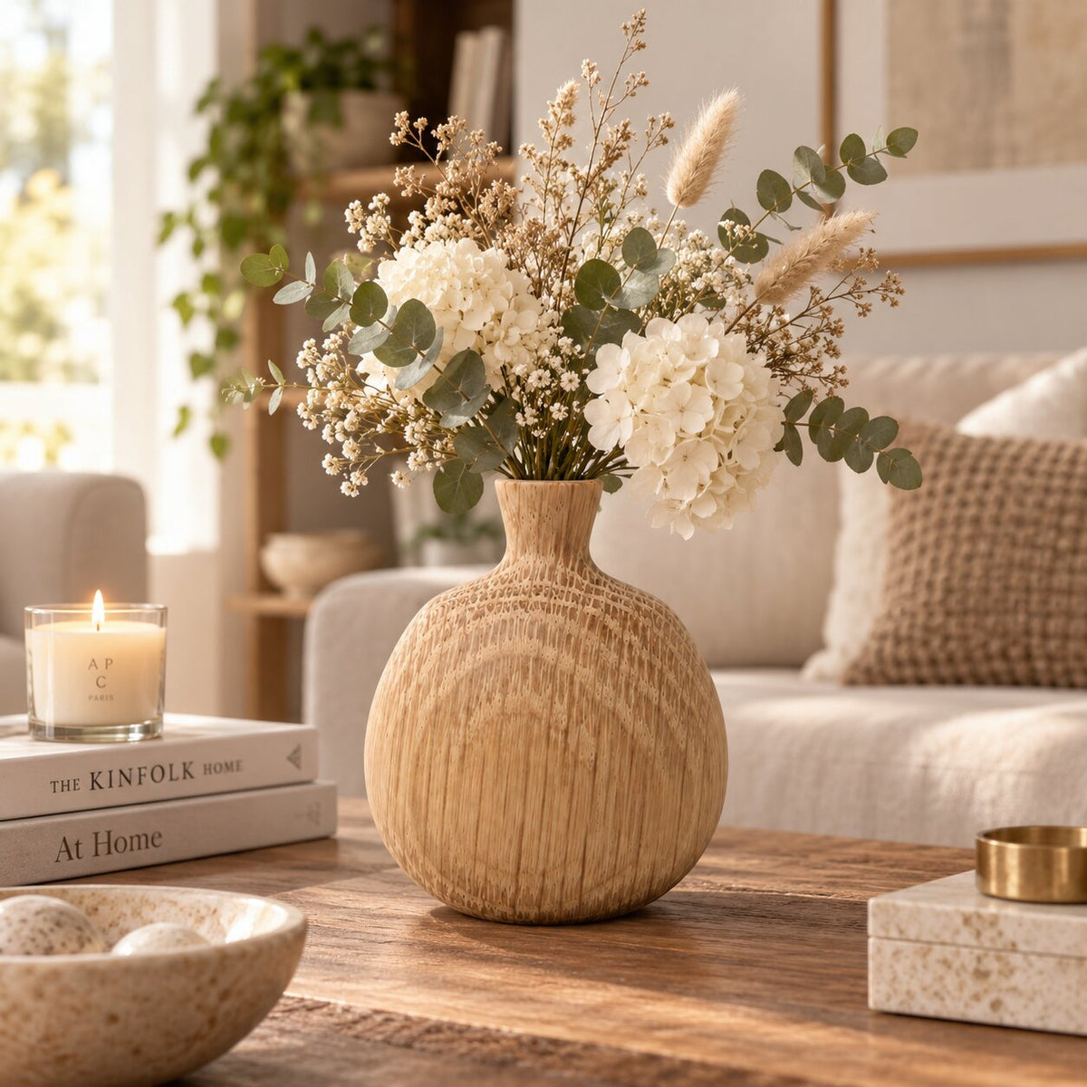 Vase en Bois Naturel Style Japonais