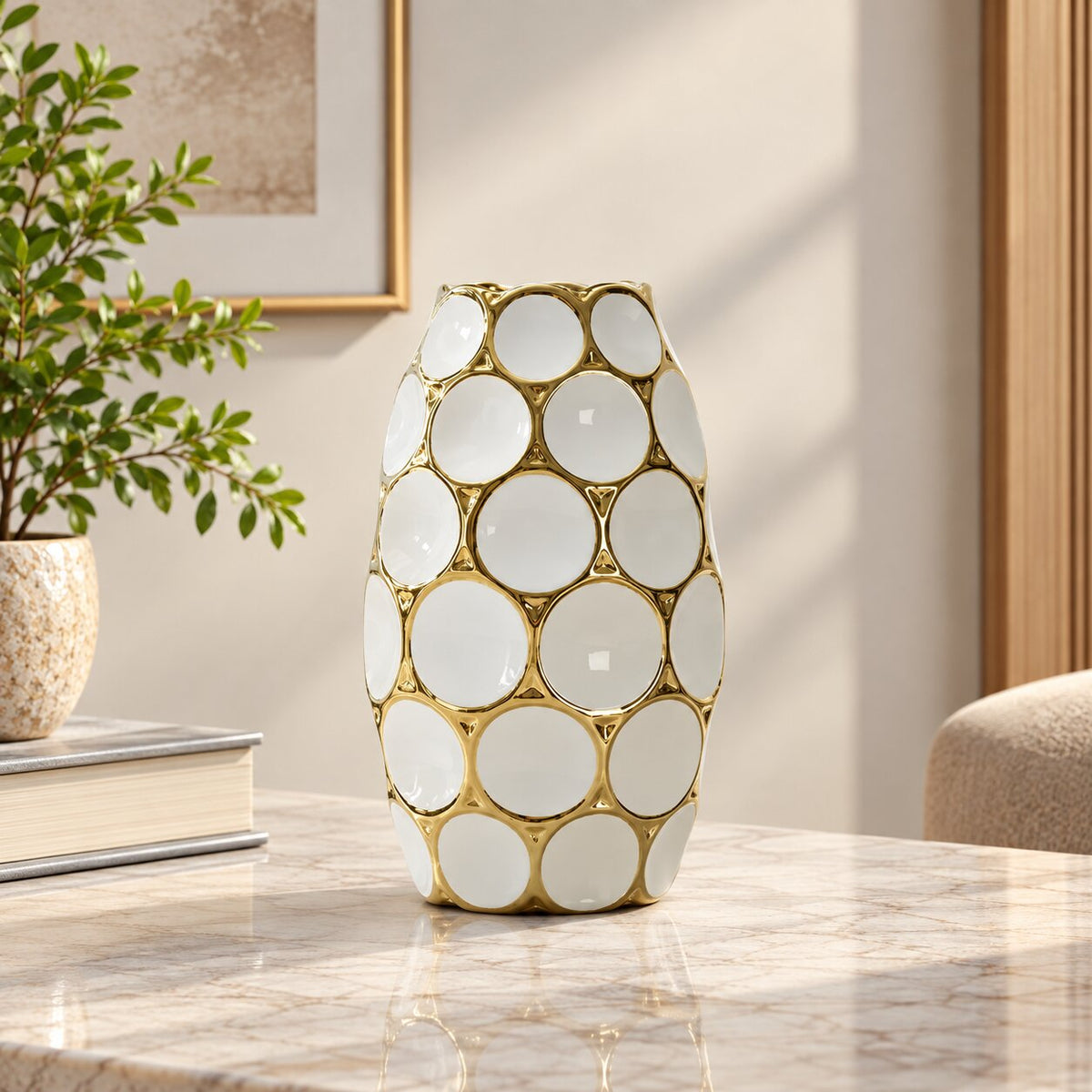 Vase en Céramique Alvéolé Contemporain
