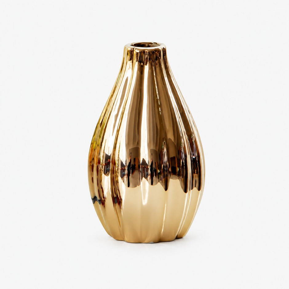 Vase en Céramique Doré pour Fleurs