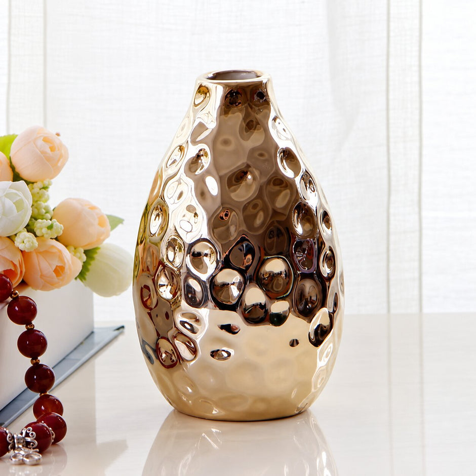 Vase en Céramique Doré pour Fleurs