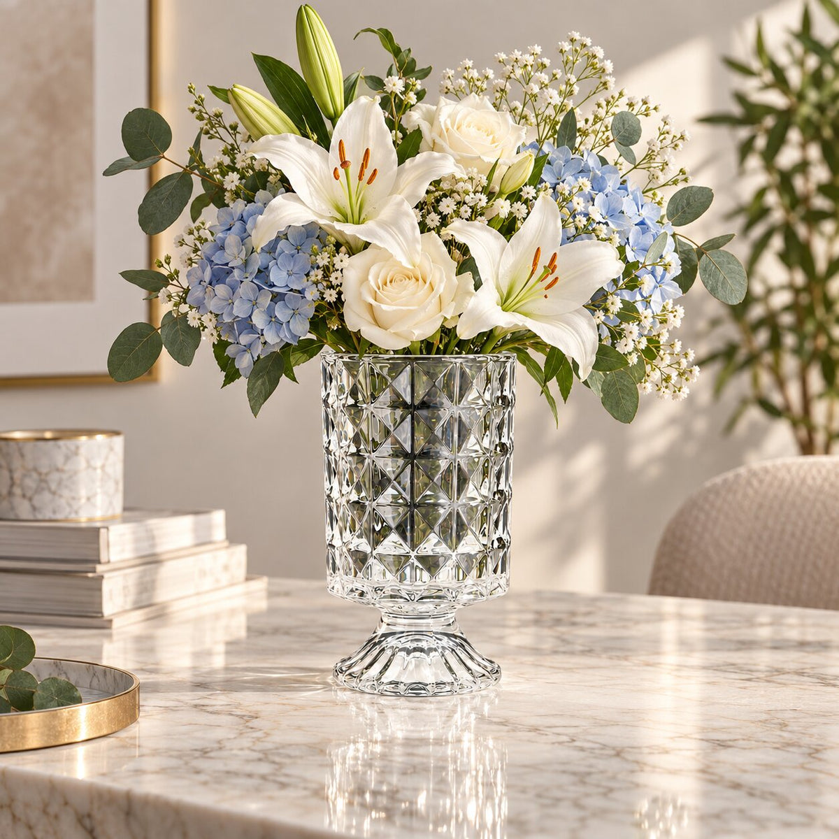 Vase en Cristal Gaufré pour Décoration de Table