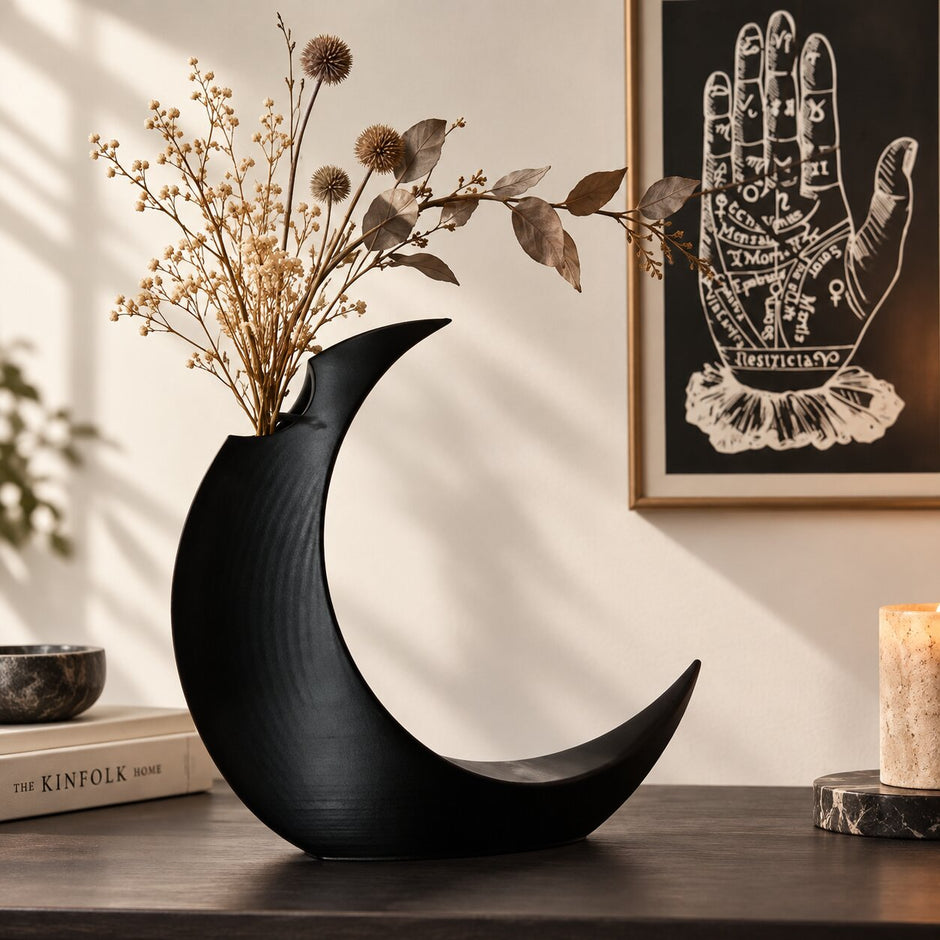 Vase en Forme de Lune pour Fleurs Sechées