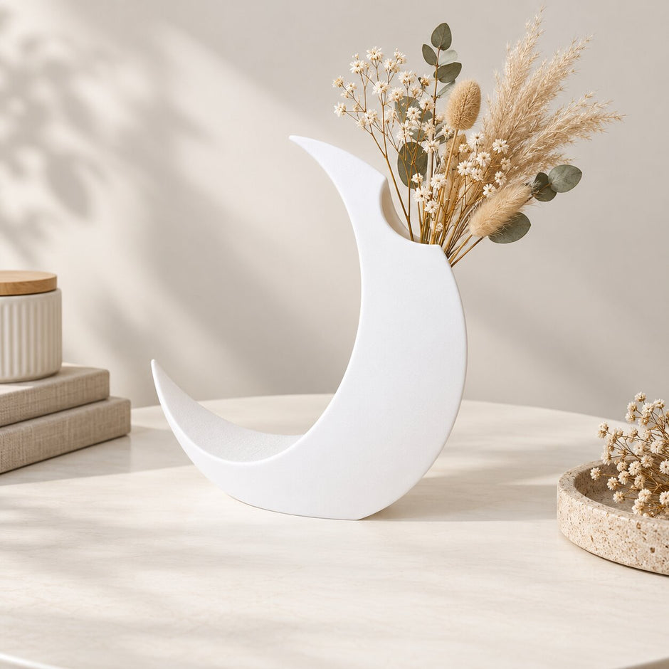 Vase en Forme de Lune pour Fleurs Sechées