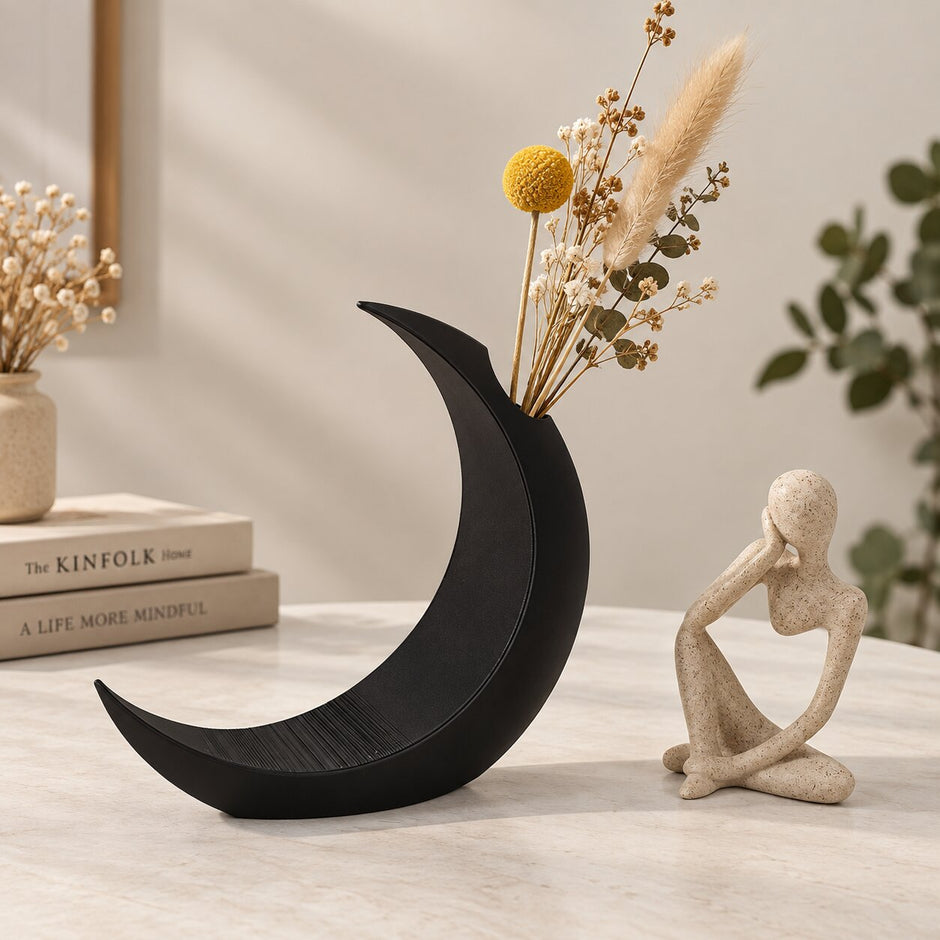 Vase en Forme de Lune pour Fleurs Sechées