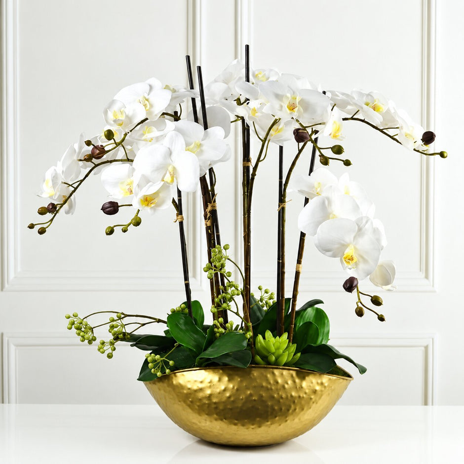 Vase en Métal Doré de Grande Taille