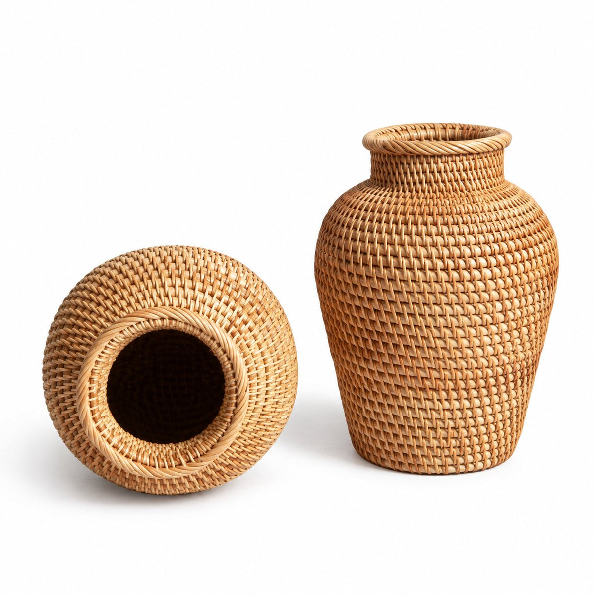 Vase en Osier Style Bohème pour Fleurs