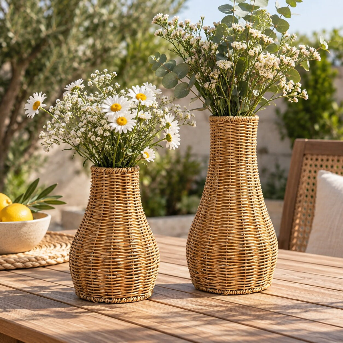 Vase en Osier Tissé