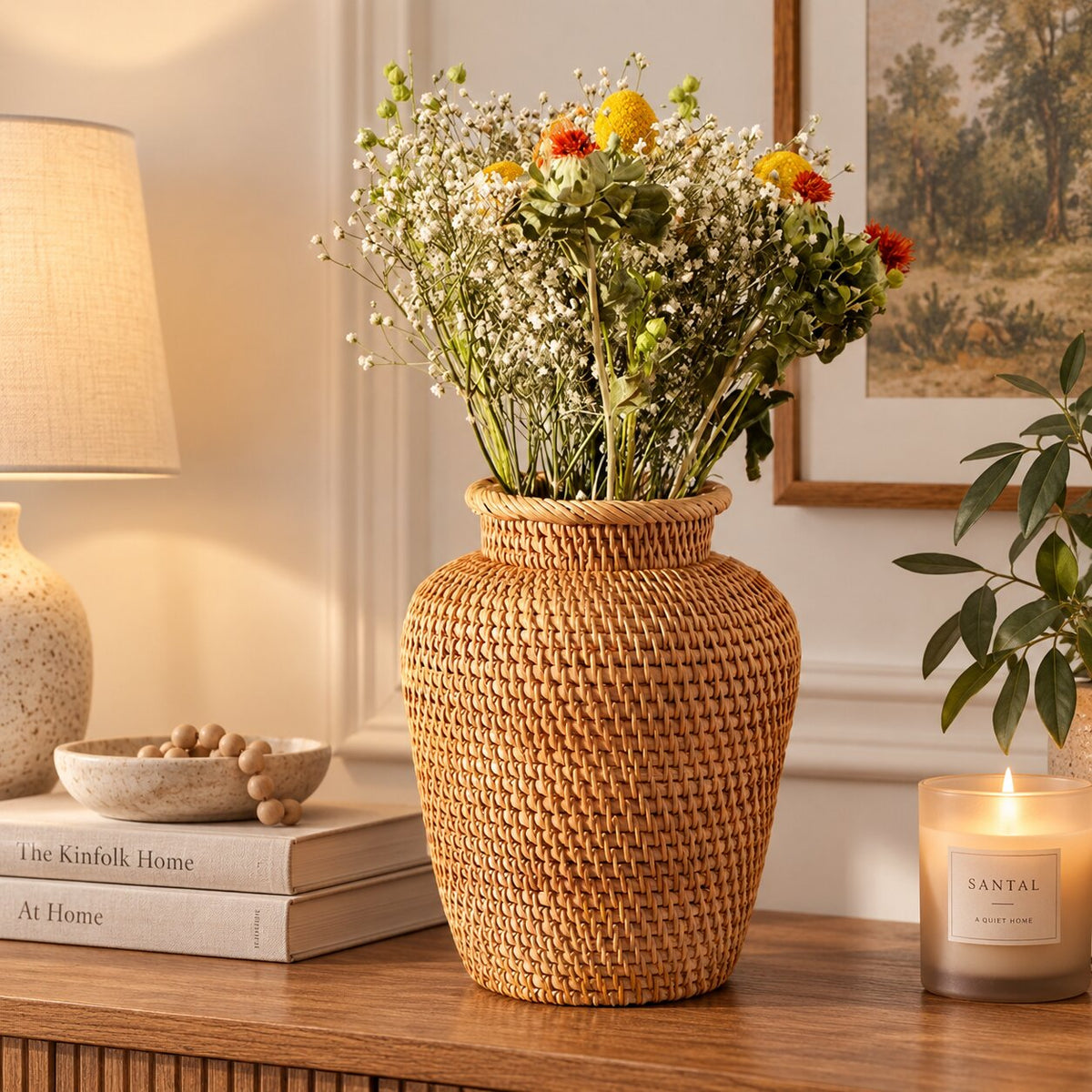 Vase en Osier pour Fleurs Sèches