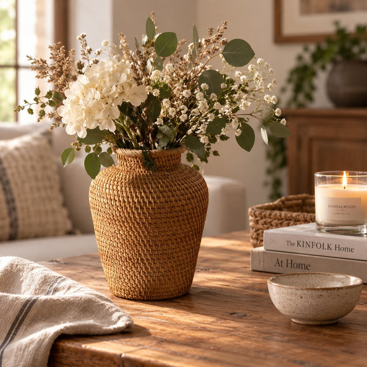 Vase en Osier pour Fleurs Sèches