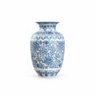 Vase en Porcelaine Bleu et Blanc avec Dessin de Lotus