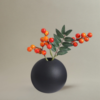 Vase Rond Noir en Céramique pour Fleurs Artificielles