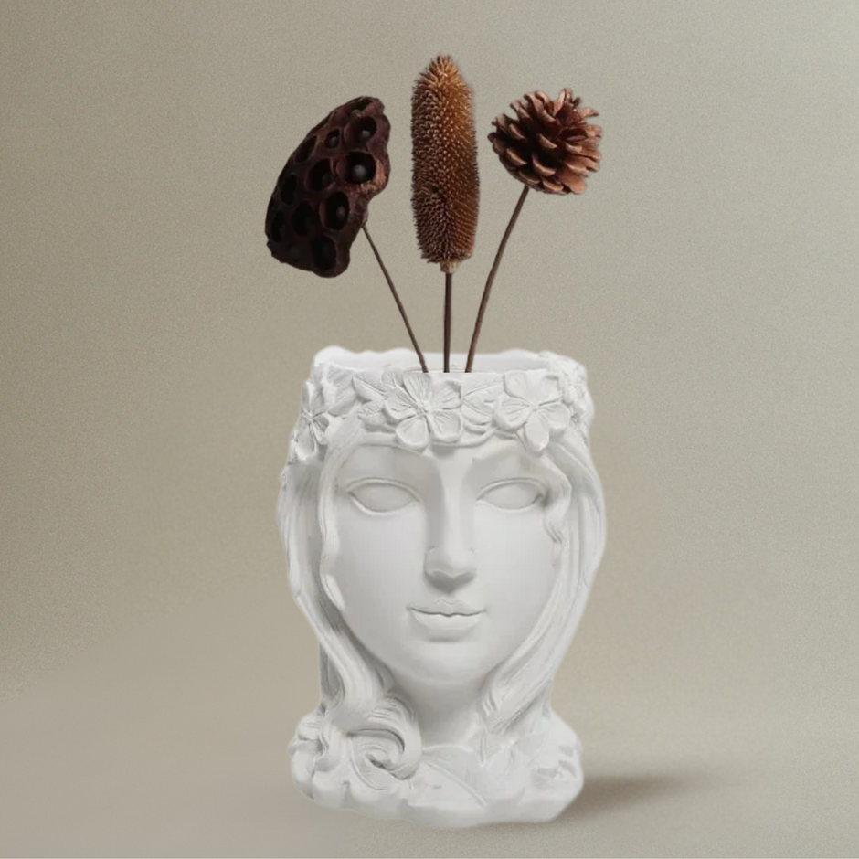 Vase Grec en Résine Décoratif en Forme de Tête