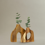 Vase en Bois Massif pour Fleurs Séchées Lot de 2